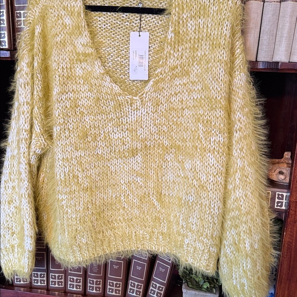 Molly Bracken Yellow Fuzzy Knit Cardigan